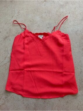 J. Crew Bright Pink Scalloped V-Neck Camisole